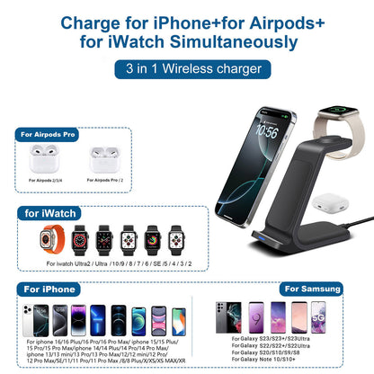 3-in-1 Wireless Charging Dock Station for Apple Watch and iPhone 16/15/14/13