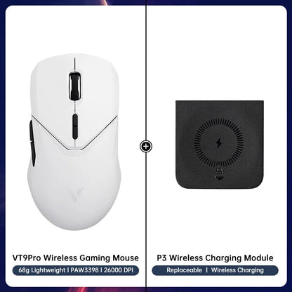 VT9PRO PAW3398 Wireless Gaming Mouse 68G Wired Programmable Ergonomic Mice 26000DPI Type C Rechargeable Pc Gamer Accessory