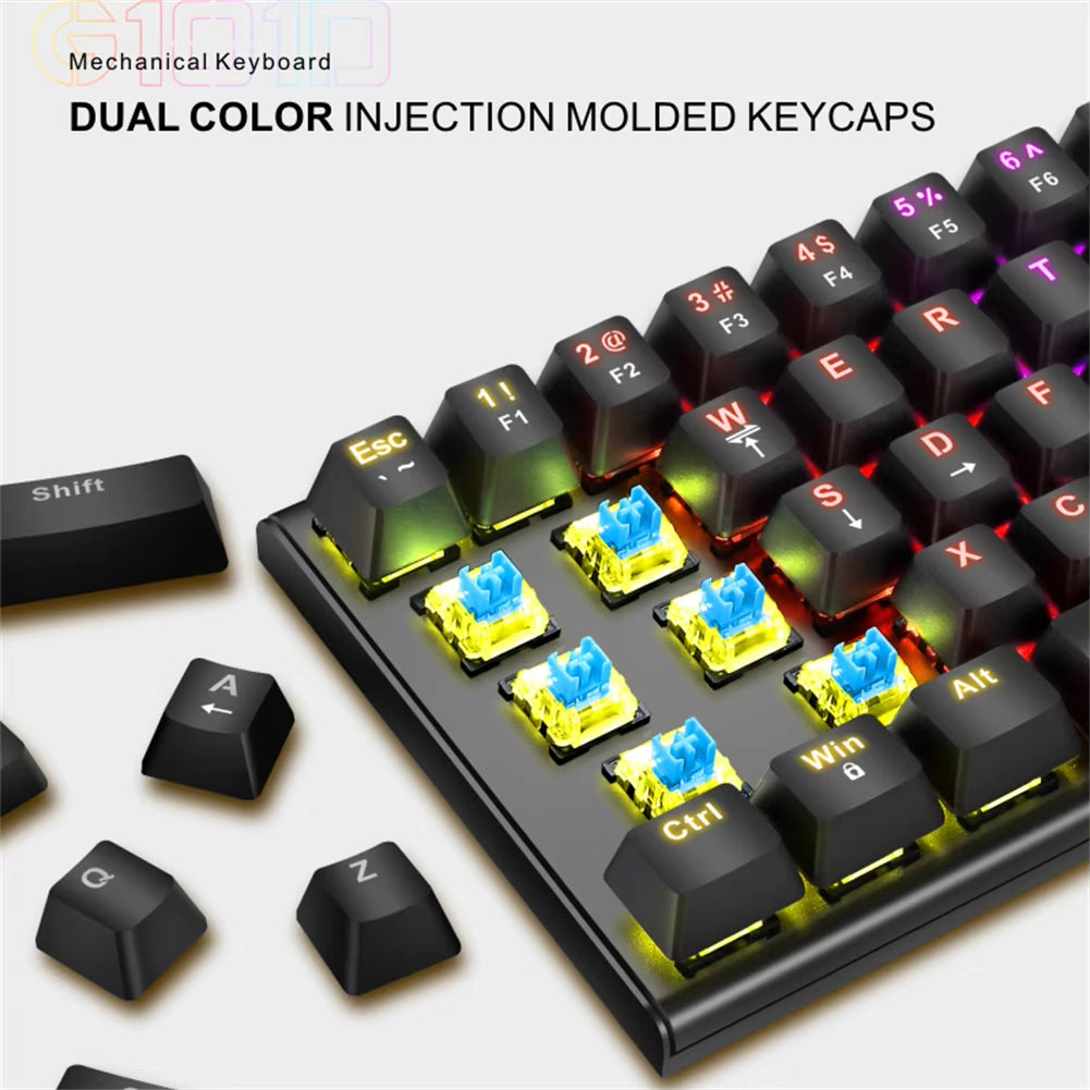 G101D Portable Mechanical Gaming Keyboard with RGB Backlit Keyboard 63 Keys Type-C Wired Keyboard for Laptop Tablet